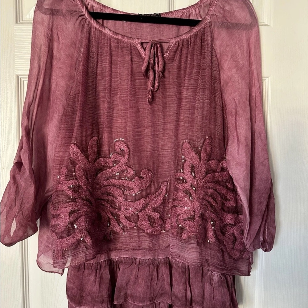 Elegant Mauve Women's Top Nade in Italy silk wool size 10
